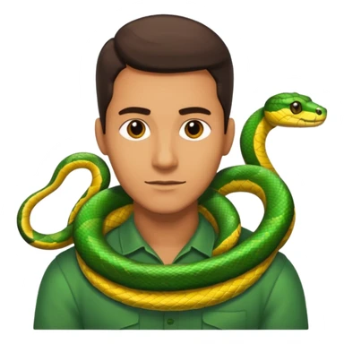 man with snake on shoulders sticker