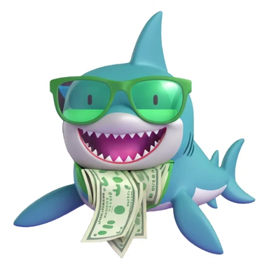 shark with green money glasses sticker