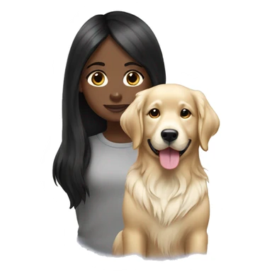 Black haired girl with English cream golden retriever  sticker