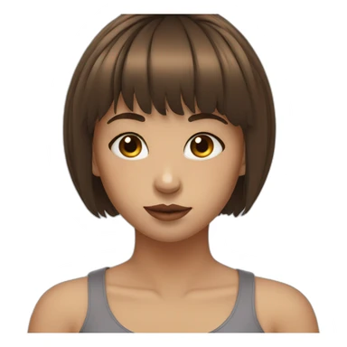 Girl with short brown hair with bangs with septum piercing on nose sticker