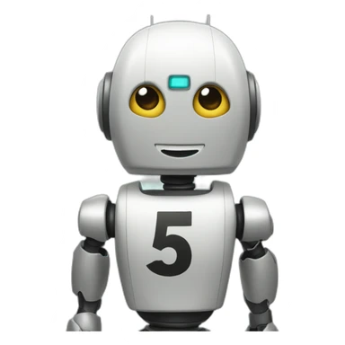 robot with a blouse with the number 5 written on it sticker