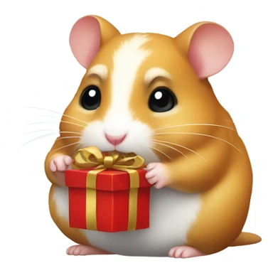 A hamster with a gift in its paws sticker