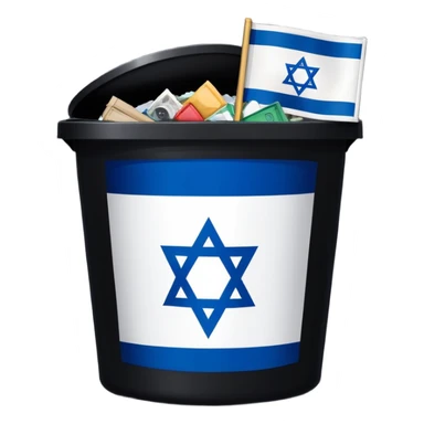 Israel flag in the trash can and it says free gaza n the trash can sticker