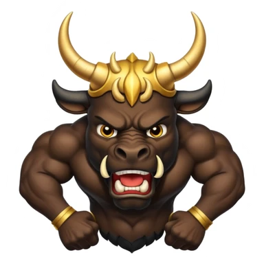 black angry powerful bull with golden horns emoji sticker