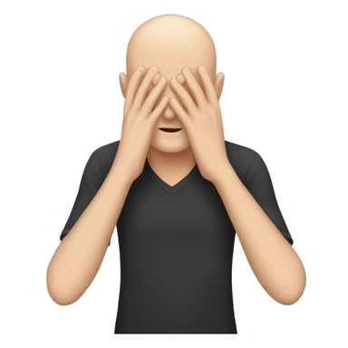 Bald white man covering his face with hands  sticker