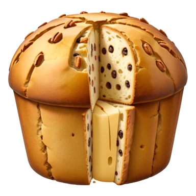 panettone classico, fallo tagliato con una fetta e con la carta a torno sticker