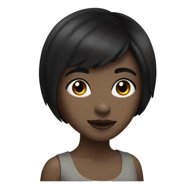 A girl with short black hair, black eyes, medium lips size sticker