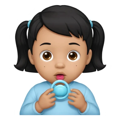 a black hair baby with pacifier sticker