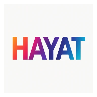 HAYAT text in modern typography with vibrant colors and minimal background sticker
