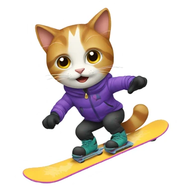 cat snowboarding sticker