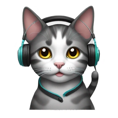 a cat with a headset sticker