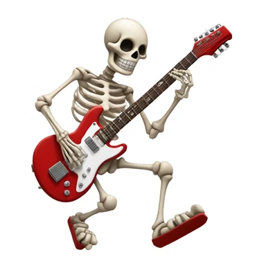 skeleton with a red and white eletric guitar sticker