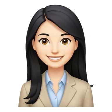 Business woman caucasian long black hair girl sticker