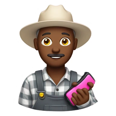 Farmer with a pink phone sticker