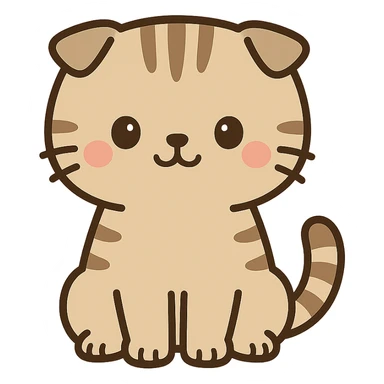 flat toon kawaii scottish fold kitten sitting sticker