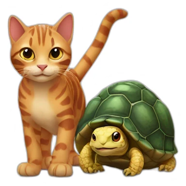 Cat and tortois sticker