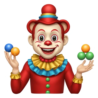 Monkey clown juggling balls, half body sticker