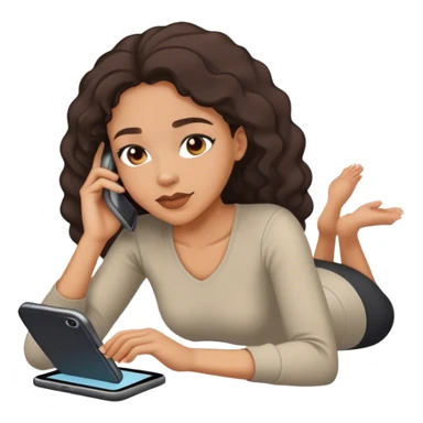 lightskin black lady laying down scrolling on phone sticker