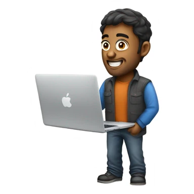 software developer guy with macbook pro laptop sticker