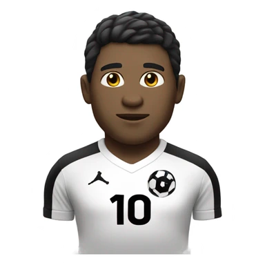 A soccer player with  shirt with white skin olor with black hair and a number 10 in his shirt  sticker