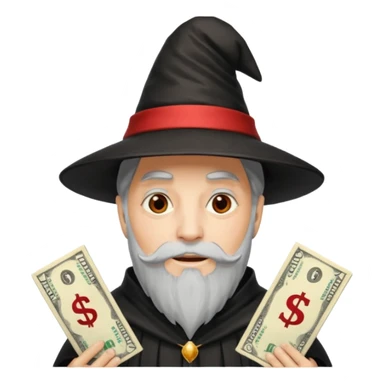 gorro negro, con tira roja, de mago lleno de dolares sticker
