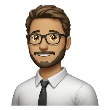 male, short beard, glasses, straight brown hair comed back and larger nose, 26 years old sticker