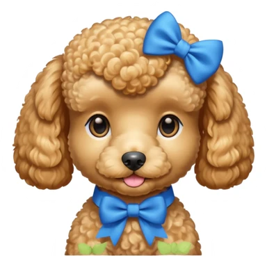 un barboncino maschio color miele piccolo con un fiocco celeste sticker