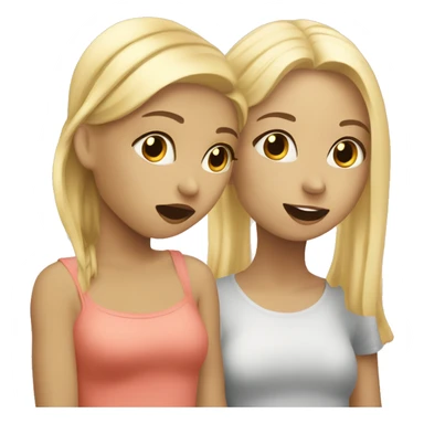 blonde girl and girl with fair hair gossiping and eating something during the hang out  sticker