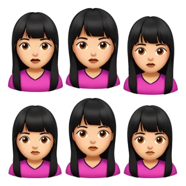 Mexican girl with bangs black long hair plus size emotions  sticker