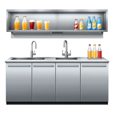 counter with beverage fridge and sink sticker