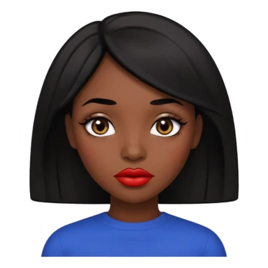 Dark skin woman with black hair, big lips m, dark brown eye, octagon face shape and chinky eyes no red lipstick  sticker