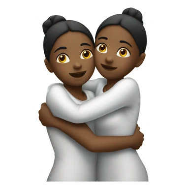 two girls hugging in white sticker