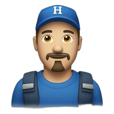  Man with goatee, wearing cap and blue H logo sticker