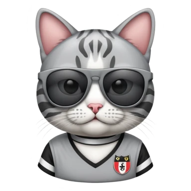 Güneş gözlüğü takan beşiktaş formalı gri beyaz kedidi sticker