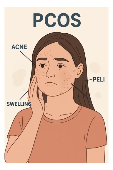 Acne gonfiore e peli per pcos donna sticker