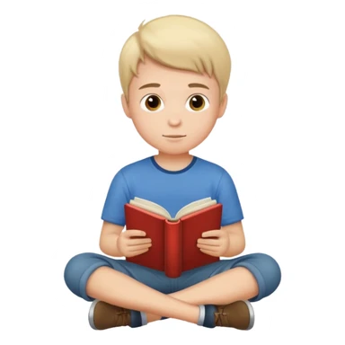 boy sitting and reading a book sticker