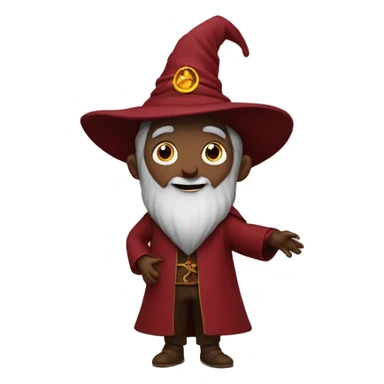 a wizard dressed in dark red is happy. full body is shown sticker