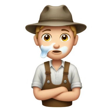 Farm boy milking a cow and is sad sticker