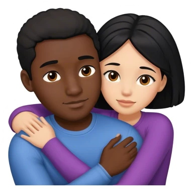 Couple hugging black guy with light skinned girl black hair sticker