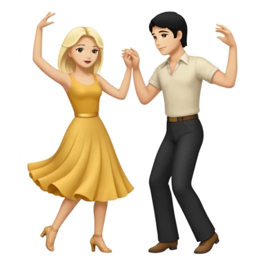 couple dancing full body man black hair woman blonde sticker