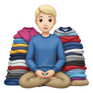 person with a pile of clothes sticker
