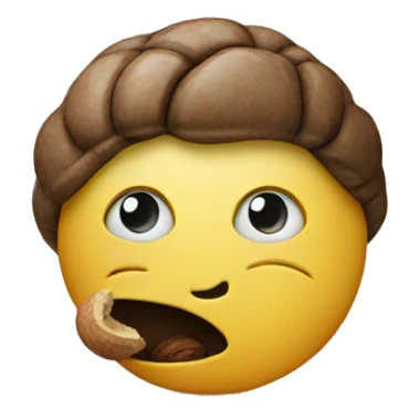 thinking smiley holding a nut sticker