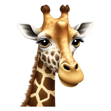 Giraffe with long brown hair ￼ sticker