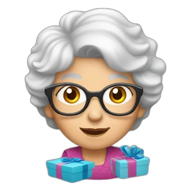 Granny with a gifts sticker