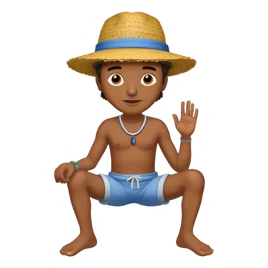 Visage. Homme Créole réunionnais ti jean chapeau paille savate  au pieds  sticker