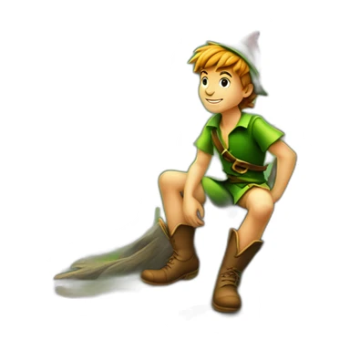 Peter Pan with his hat sitting on tree stump sticker