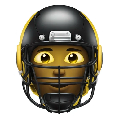 Black and yellow cyborg head with football helmet, face mask and circuits sticker