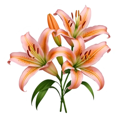 bouquet of light pink and orange oriental lilies sticker