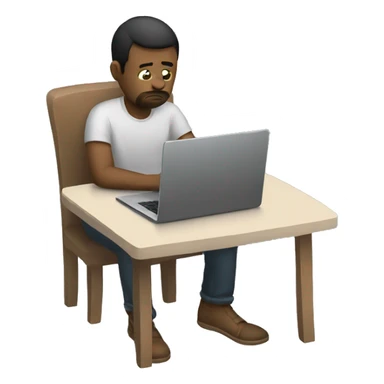 sad person with laptop sticker