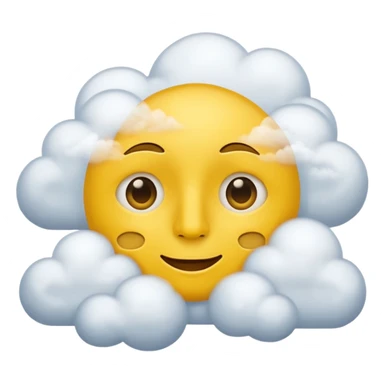 No mouth face in clouds a yellow circle remove nose and remove a white eyes sticker